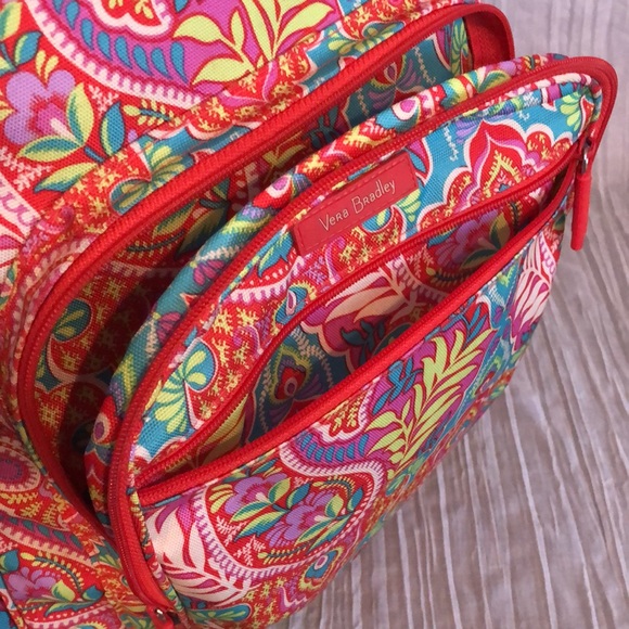 VERA BRADLEY Iconic Campus Floating Garden SZ XL triple zip canvas tropical - Picture 8 of 16